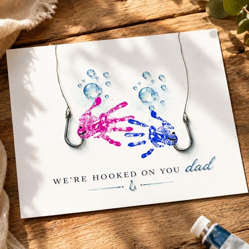 Fathers Days Crafts from Kids - Custom Handprint Set 3, Personalized Best Dad Ever Handprint Kit Family Handprint Craft Keepsake Personalized Fathers Day Dads Gifts from Kids Daughter Son for New Dad - color: Father