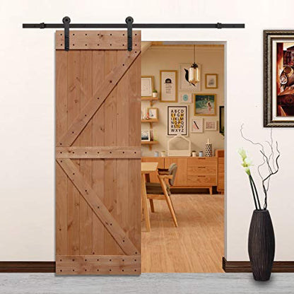 LUBANN 30 in. x 84 in. Rustic British-Brace Hardwood Barn Door Unfinished Knotty Alder Solid Wood Barn Door Slab - size: 30X84 British Brace
