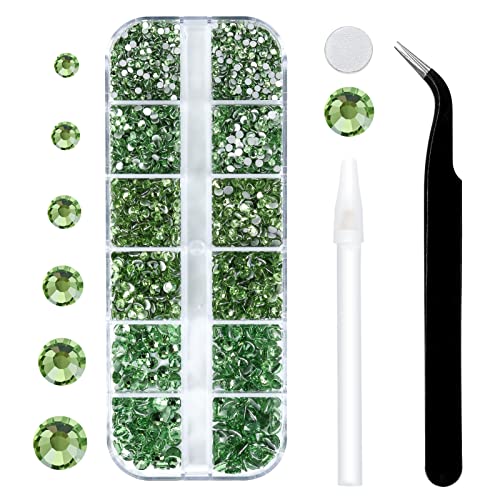 3792pcs Lt.green Flatback Rhinestones For bedazzling - color: Lt.green