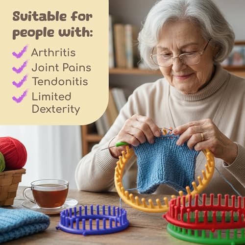Olikraft Knitting Loom Kit for Beginners, 4 Round and 2 Rectangular Looms