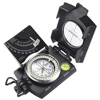 Eyeskey Multifunctional Military Sighting Navigation Compass with Inclinometer | Impact Resistant & Waterproof Compass for Hiking, Camping - color: EK-76-Black