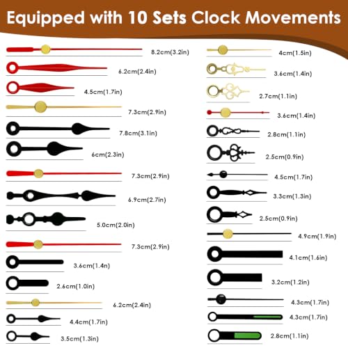 6PCS Clock Mechanism Kit, Quartz Clock Movement Replacement - size: 6PCS + 10 Pairs