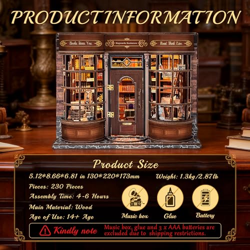 SUNNINO Book Nook Kits for Adults - Book Nook Kit Doll House - color: Hogg Bookstore