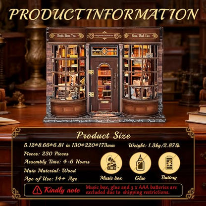 SUNNINO Book Nook Kits for Adults - Book Nook Kit Doll House - color: Hogg Bookstore