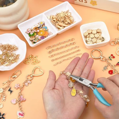 AUGSUN 439Pcs Keychain Making Kit Charms Lip Gloss Key Chain DIY Craft