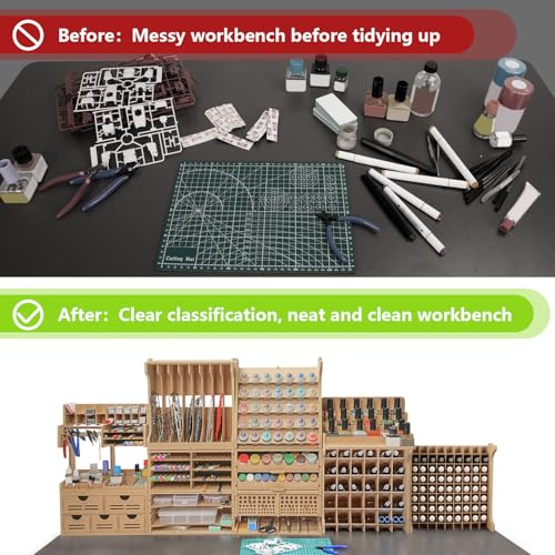 Large Capacity Plastic Model Tool Storage Paint Rack - Holds 72 Pieces, Compatible with Vallejo Modular Paint Rack, MDF Material, GK12 - size: 72 Holes Vallejo