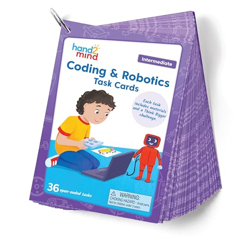 hand2mind Coding & Robotics Intermediate Task Cards, Coding for Kids 8-12, Computer Programming & Technology Toys for Kids, STEM Projects, STEM Activities for Classroom, Science Classroom Supplies - style: Intermediate
