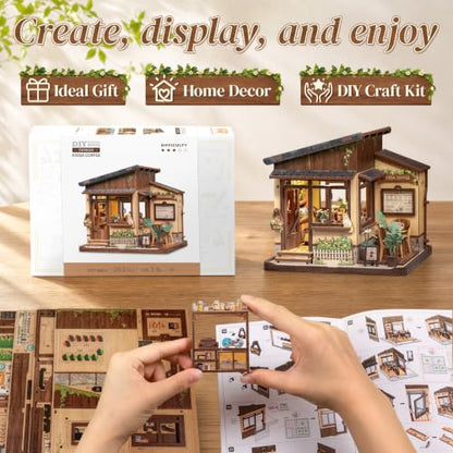 Cutefun Book Nook Kits for Adults, DIY Miniature House Kit Coffee Shop - color: Kissa Coffee