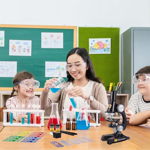 Little World Kids Microscope with LED Light - 100X/400X/1200X Magnification - color: Black