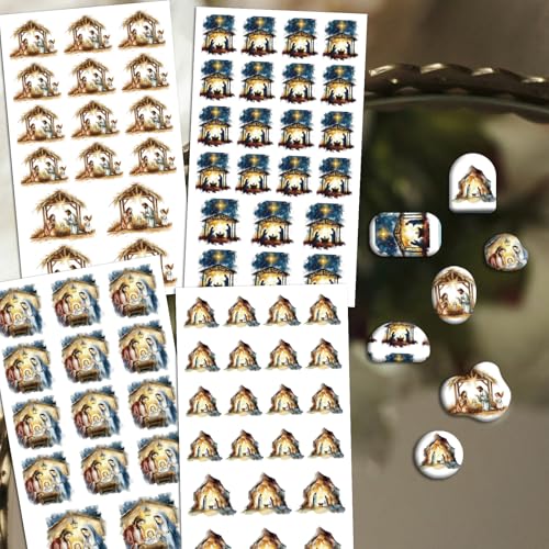 OLYCRAFT 24Pcs Christmas Clay Transfer Paper 4 Styles Transfers Paper for Polymer Polymer Transfer Sheets Clay Transfers Stickers Small Ceramic Decals for Earrings Jewelry Making - style: Christmas