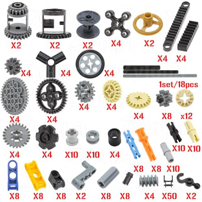 270pcs Technic-Parts Wheels-Axles-Chain-Gears-Tire-Link,Random Color pieces