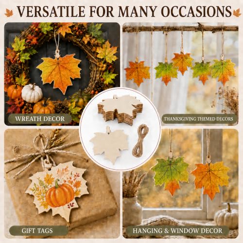 MAQIHAN Wooden Maple Leaf Craft Kit 30 Pcs - Paintable Thanksgiving Decor - size: Maple Leaf