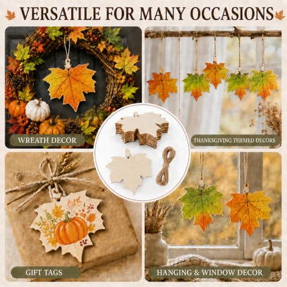 MAQIHAN Wooden Maple Leaf Craft Kit 30 Pcs - Paintable Thanksgiving Decor - size: Maple Leaf