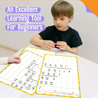 8 Packs Division Whiteboards, Double Sided Dry Erase Board Writable and Erasable Math Learning White Board for Kids, Students, Classroom and Home (Each Measures 12” x 9”) - color: Division Whiteboards
