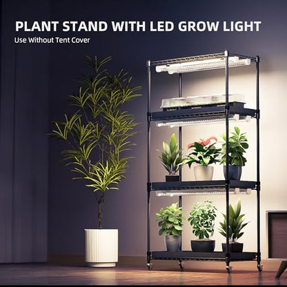Spider Farmer 4 Tier Plant Stand with Grow Lights Indoor Greenhouse Shelf - size: M-28x14x59in