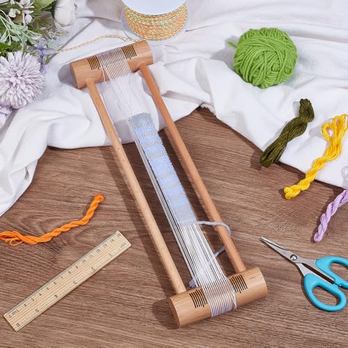 BENECREAT Wooden Weaving Tool, Tan Wood Embroidery Floss Bobbin Rectangle Weaving Tool for Loom Weaving Supplies Tablet Weaving Loom Weaving Supplies