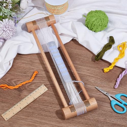 BENECREAT Wooden Weaving Tool, Tan Wood Embroidery Floss Bobbin Rectangle Weaving Tool for Loom Weaving Supplies Tablet Weaving Loom Weaving Supplies