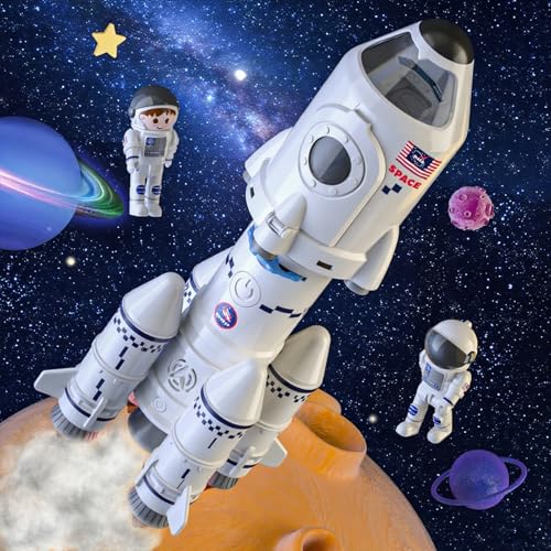 Space Rocket Toys STEM Launch Set with Light,Sound & Smoke, Educational Aerospace Model for Kids Projection Lamp & 2 Astronauts Gift for Boys Girls 3 4 5 6 7 8 Years Old - color: Standard Rocket