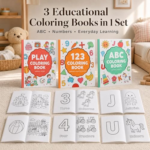 ZICOTO Fun Coloring Book for Kids - Set of 3 Cute Toddler Coloring Books