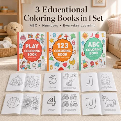 ZICOTO Fun Coloring Book for Kids - Set of 3 Cute Toddler Coloring Books