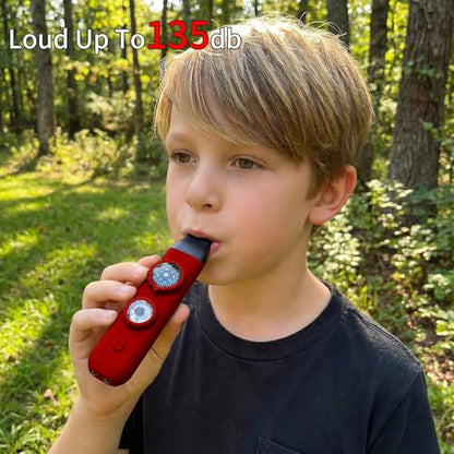 Multifunctional Survival Emergency Whistle for Kids with Compass Hiking Survival, Thermometer & Neck Lanyard | Emergency Safety Gear for Hiking, Camping, Kayaking, Boating, Climbing - color: Red2pcs