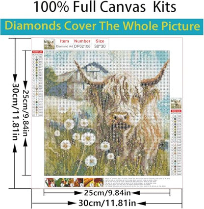 Diamond Art Kits for Adults,Highland cow Diamond Painting Kits 12x12in - color: DP02106