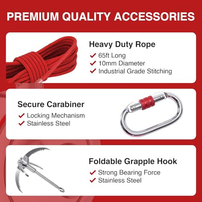 3600LB’s Complete Magnet Fishing Kit | Double Sided Fishing Magnet Kit with Case | Includes Strong Neodymium N52 Magnets, Durable 65ft Rope, Carabiner, Gloves, Grappling Hook & Carry Case - size: 3600 LB Double Sided Magnet Kit