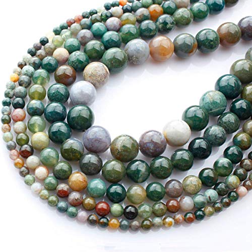 Natural Stone Beads 100pcs 8mm India Agate Round Genuine Real Stone Beading Loose Gemstone Hole Size 1mm DIY Charm Smooth Beads for Bracelet Necklace Earrings Jewelry Making (India Agate) - color: India Agate Green, size: 8mm