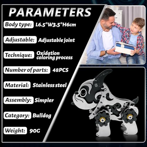 3D Metal Puzzles for Adults,Mechanical Bulldog Art Craft Gifts Toys - color: A5-bulldag