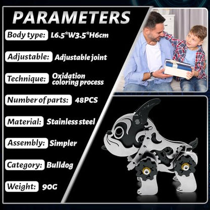 3D Metal Puzzles for Adults,Mechanical Bulldog Art Craft Gifts Toys - color: A5-bulldag