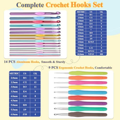 Aeelike Crochet Kit for Beginners Adults, Complete Yarn Kit, Navy - color: Blue