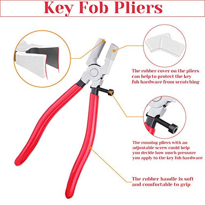 Key Fob Hardware Set, Shynek 50PCS Lanyard Key Fob Hardware 1 Inch with Key Fob Pliers Tool for Keychain and Wristlet Clamp Hardware Supplies - color: Silver
