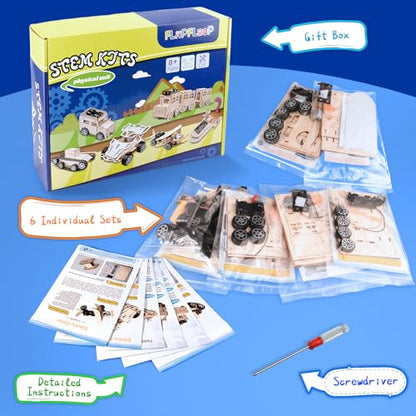 12 Set STEM Science Kits for Kids, STEM Kits for Kids Ages 8-10, STEM Engineering Toys for Boys and Girls, Wooden Building Crafts Kits Science Experiment Projects for Kids Birthday Gifts for Age 8-12