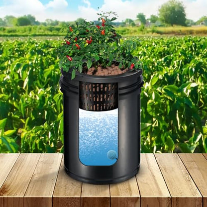 VEVOR RDWC Hydroponics Grow System, Hydroponic Growing Kit with Top Drip, Recirculating Deep Water Culture 4 Buckles and 1 Reservoir, with Air Pump and Water Level Device for Leafy Vegetables - style: 4 Buckets+1 Reservoir
