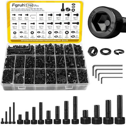 1760PCS M2 M3 M4 M5 Metric Hex Socket Head Screws Assortment Kit - size: M2M3M4M5 1760pcs