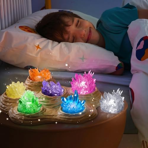 JOVA Klever Kits Crystal Growing Lab- 7 Color Crystal Growing Kit with Light-Up Base, Educational Toys Birthday Gift for Boys and Girls, Science Kits for Kids Ages 8-12