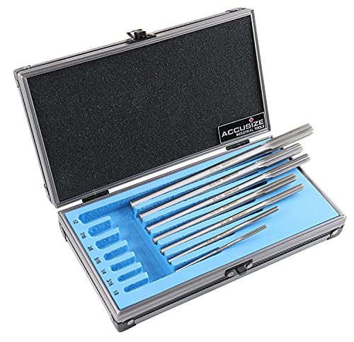 Accusize Industrial Tools Chucking Reamer Set, 1/8" to 1/2" by 1/16", 7 Pc - size: Fractional 1/8" thru 1/2" by 16ths