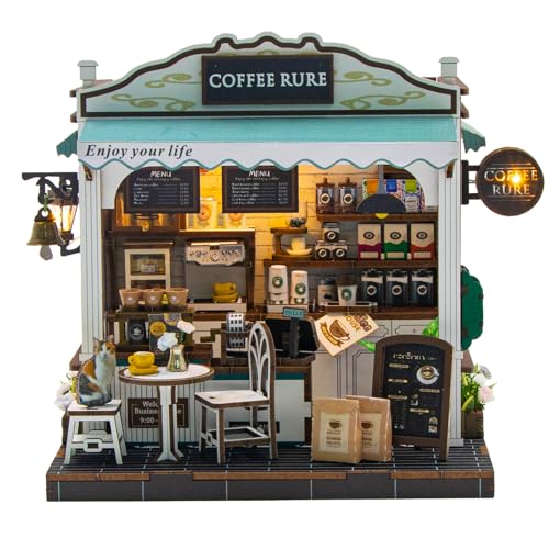 Book Nook Kit, 3D Wooden Puzzles Coffee Miniature House Dollhouse