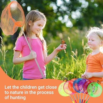 Simgoing 48 Pcs Butterfly Fishing Nets for Kids Bulk Catching Outdoor Tools for Catching Bugs Fish Nature Exploration Toys for Kids Extendable Butterfly Net Outdoor Playing, Extendable 33.5 Inches