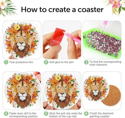 Diamond Art Coasters Kits, 8 Pcs Fall Animals Diamond Painting Coasters Kit - color: Fall animals