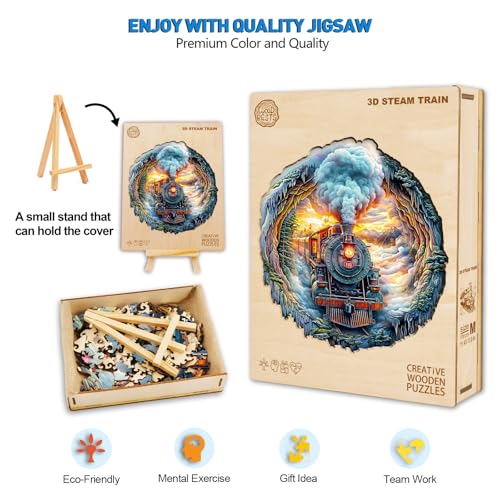 Wooden Puzzles for Adults, 11.4 * 10.8n 170pcs Steam Train Puzzle - color: 3d Steam Train, size: Medium
