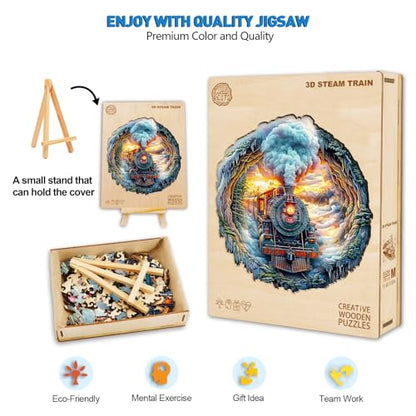 Wooden Puzzles for Adults, 11.4 * 10.8n 170pcs Steam Train Puzzle - color: 3d Steam Train, size: Medium