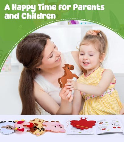 YEETIN Sewing Kit for Kids Ages 6+, Make 12 Felt Farm Animals DIY Craft Set - color: Farm