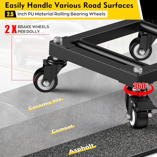 IMAYCC Car Dolly Set of 4, 6000LB Wheel Dolly, Heavy Duty Vehicle Mover, Parallel Tube Design for Moving Cars, Trucks, Trailers, SUVs, Motorcycles and Boats - size: A-4 Pack