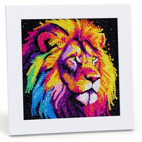 Libfx Diamond Art Kits for Kids with Frame Diamond Art for Girls Boys Beginners Arts and Crafts Birthday Gifts (Lion) - color: Lion
