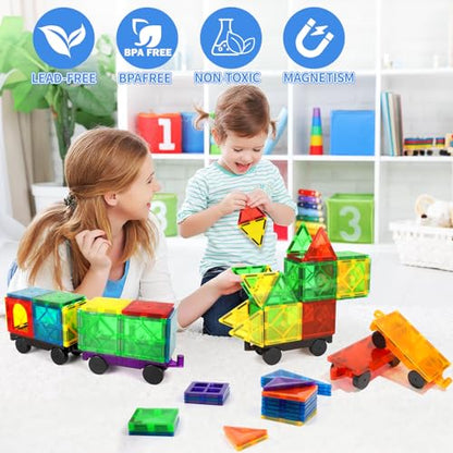 Mruikeny Magnetic Tiles Cars Construction Set - 4 PCS Magnet Cars Set - style: 4PC Cars Black Set