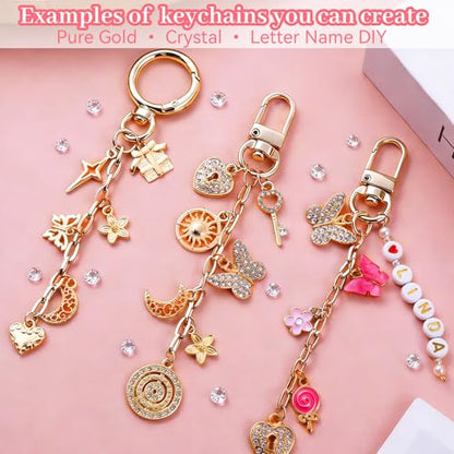 Wurosi 773 Pcs Lip Gloss Keychain Making Kit with Storage Box - color: 773 Pcs Gold Keychain Kit