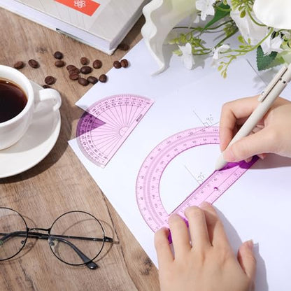 EBOOT 2 Pcs Plastic Protractors - color: Pink