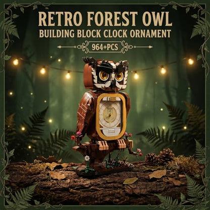 HJPLPXH Owl Clock Building Block Set, Working Clock Display Gift for Adult - color: Owl Clock