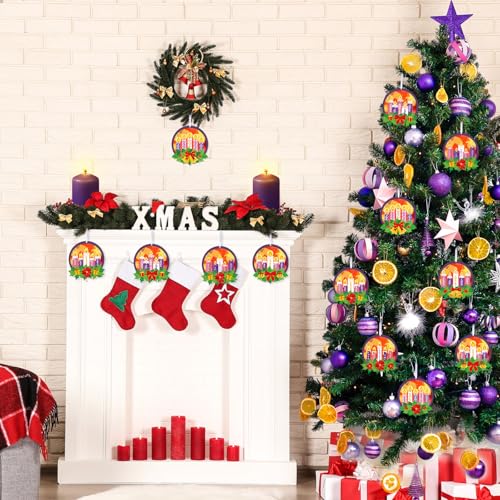 Tinlade 32 Packs Advent Wreath Suncatchers Advent Wreath DIY Ornaments - style: Advent Wreath